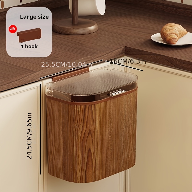 穴あけ不要の木目調吊り下げ式キッチンゴミ箱 フリップ蓋付き  - Commercial Kitchen Bin のレビューと価格